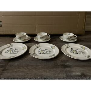 12 Pieces of Vintage Warwick 1944 Nursery Rhyme China